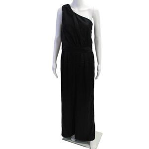 A.B.S Collection Womens Silk One Shoulder Sleeveless Jumpsuit Black Size 6